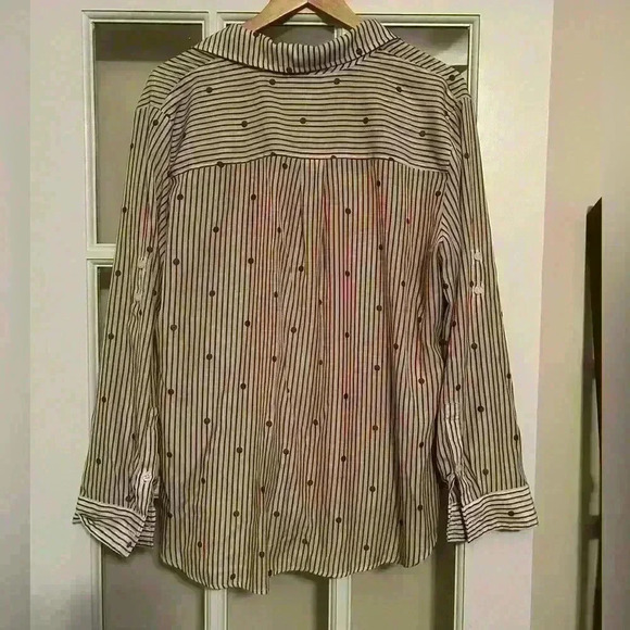 New York & Company Women’s Sheer Stripe Polka Dot Blouse Mauve Size XL - Picture 9 of 9